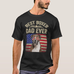 Bester Boxer-Vater je Hund, amerikanische Flagge T-Shirt