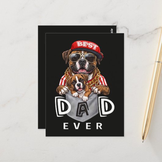 Bester Boxer-Vater überhaupt Postkarte (Vorderseite/Rückseite Beispiel)