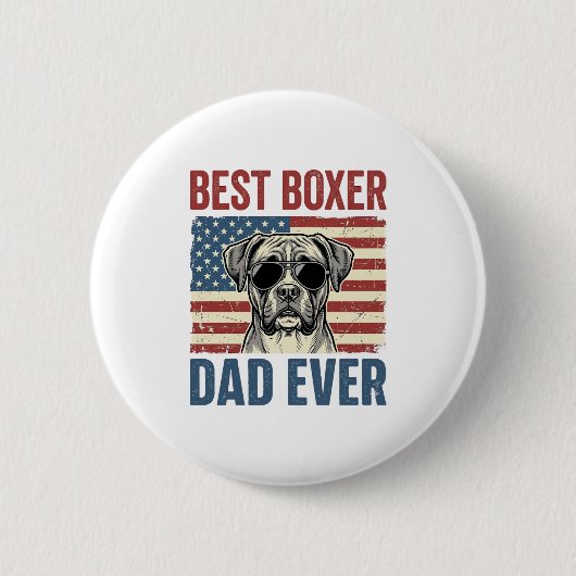 Bester Boxer-Vater überhaupt Vintage-Hund Button (Vorderseite)
