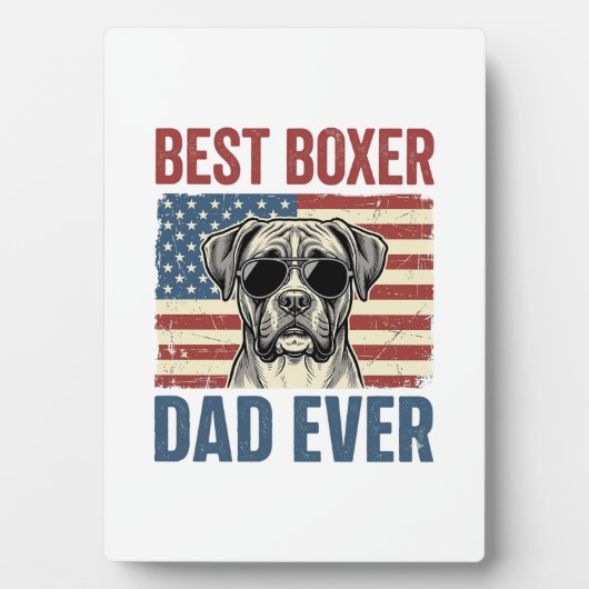Bester Boxer-Vater überhaupt Vintage-Hund Fotoplatte (Vorderseite)