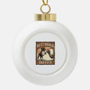 Bester Boxer-Vater überhaupt Vintage-Hundepapa Keramik Kugel-Ornament