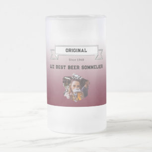 Bester Brauerei-Sommelier Dunkelrot-Weiß-Verlaufsf Mattglas Bierglas
