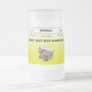 Bester Brauerei-Sommelier Gelb-Weiß-Verlauf & Foto Mattglas Bierglas