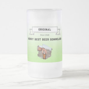 Bester Brauerei-Sommelier Grün-weißer Farbverlauf  Mattglas Bierglas