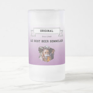 Bester Brauerei-Sommelier Violett Weiß Farbverlauf Mattglas Bierglas
