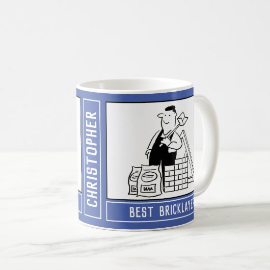 Bester Bricklayer-Cartoon mit Name Choice. Kaffeetasse (VorderseiteRechts)