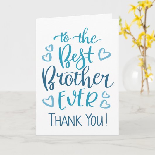 Bester Bruder Danke für Typografie in blau Karte (Gelbe Blume)