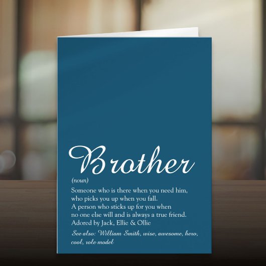 Bester Bruder der Welt Definition Script Blau Karte