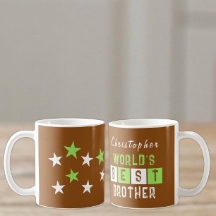 Bester Bruder der Welt Name Sterne braun Kaffeetasse