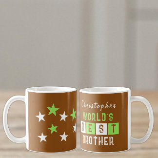 Bester Bruder der Welt Name Sterne braun Kaffeetasse