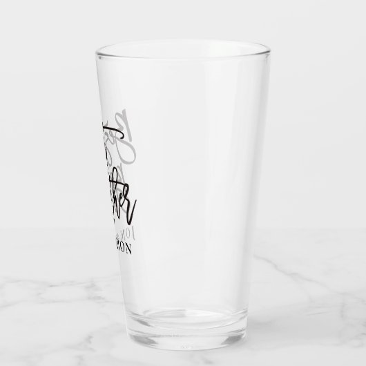Bester Bruder Geschenk schwarze Skripttypografie N Glas (Links)
