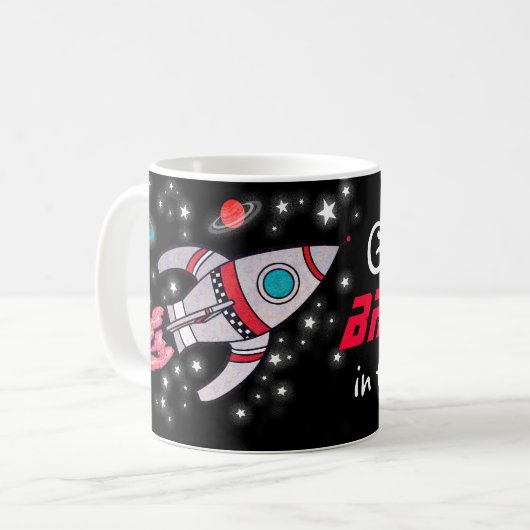 "Bester BRUDER im Universum" schwarz / rot Tasse (Vorderseite Links)