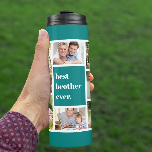 Bester Bruder je Fotomaterial Aquamarin und weiß Thermosbecher