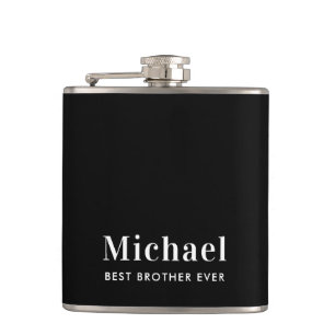 Bester Bruder je Monogram Black Flachmann