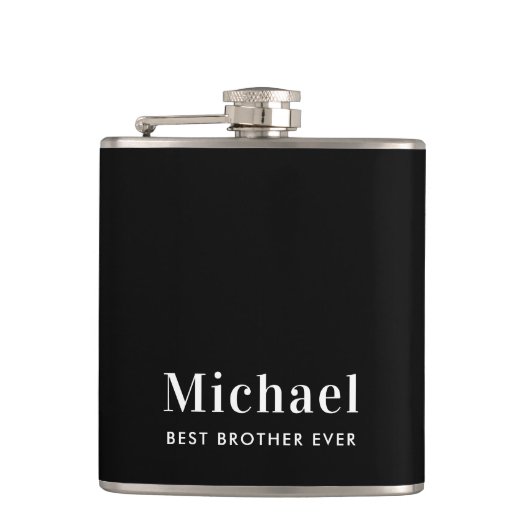 Bester Bruder je Monogram Black Flachmann (Vorderseite)