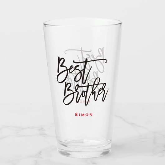 Bester Bruder Stilvolle schwarze Skriptsprache Red Glas (Rückseite)