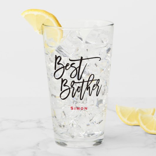 Bester Bruder Stilvolle schwarze Skriptsprache Red Glas (Vorderseite Ice)