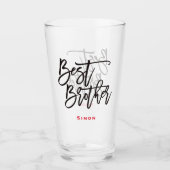 Bester Bruder Stilvolle schwarze Skriptsprache Red Glas (Vorderseite)