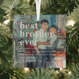 Bester Bruder überhaupt   Zitat & Foto-Geschenk  Ornament Aus Glas