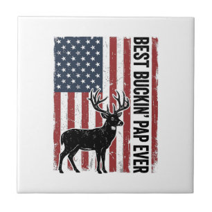 Bester Buckin Pap Ever Hirsch Flagge Vintage Vecto Fliese