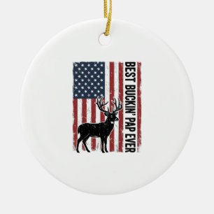 Bester Buckin Pap Ever Hirsch Flagge Vintage Vecto Keramik Ornament