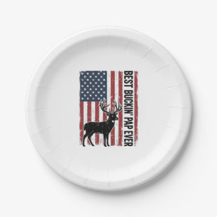Bester Buckin Pap Ever Hirsch Flagge Vintage Vecto Pappteller
