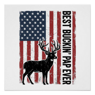 Bester Buckin Pap Ever Hirsch Flagge Vintage Vekto Poster