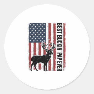 Bester Buckin Pap Ever Hirschflagge Vintage Vector Runder Aufkleber