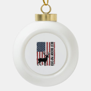 Bester Buckin Pap Ever Hirschflagge Vintage Vektor Keramik Kugel-Ornament