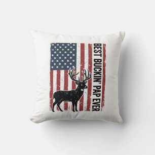 Bester Buckin Pap Ever Hirschflagge Vintage Vektor Kissen