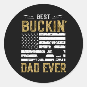 Bester Buckin Vater Ever Funny Gift Deer Hunter Co Runder Aufkleber