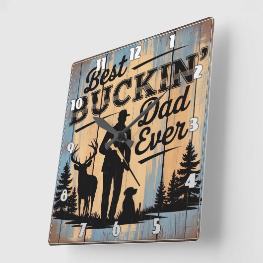Bester Buckin-Vater: Jäger, Rehe, Hund Quadratische Wanduhr (Winkel)