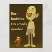 Bester Buddies-Heartwarming Cartoon Dog & Friend Postkarte (Vorderseite)