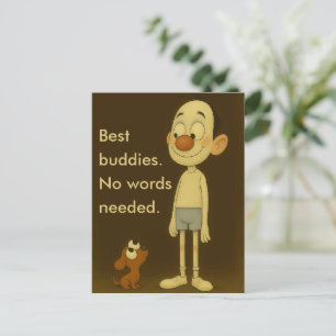 Bester Buddies-Heartwarming Cartoon Dog & Friend Postkarte
