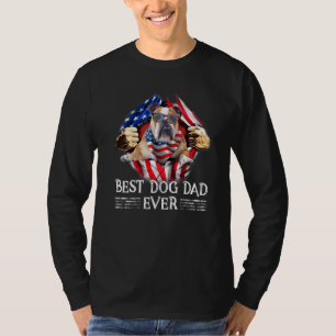 Bester Bulldog-Vater je amerikanische Fahne T-Shirt