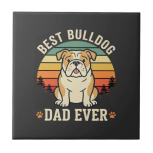Bester Bulldoggen-Vater aller Zeiten Retro-Vector Fliese