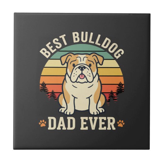 Bester Bulldoggen-Vater aller Zeiten Retro-Vector Fliese (Vorderseite)