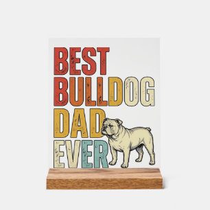 Bester Bulldoggen-Vater überhaupt Vintage-Gravur-S Acrylschild