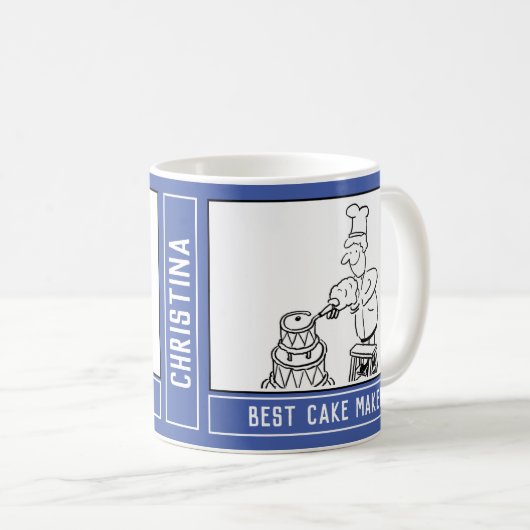 Bester Cake Maker Cartoon mit Name Choice. Kaffeetasse (VorderseiteRechts)