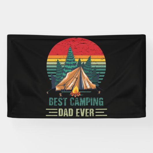 Bester Camping Vater je Vatertag Vintag Sonnenunte Banner (Horizontal)