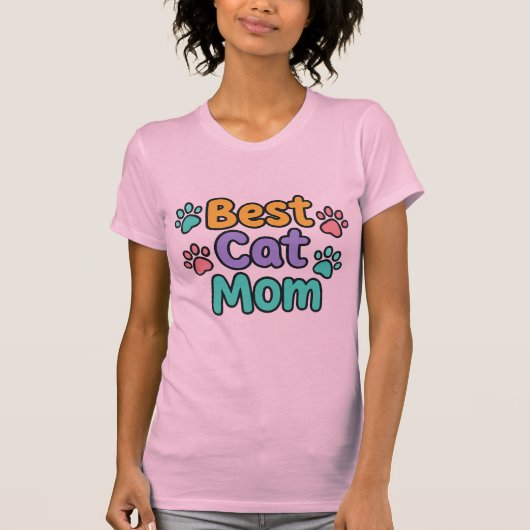 Bester Cat Mama T - Shirt - farbenfrohe Paw Print  (Vorderseite)