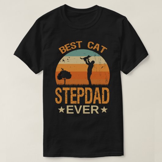 Bester Cat STEPDAD je Retro-Vintag T-Shirt (Design vorne)