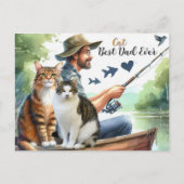 Bester Cat Vater Angeln Holiday Postkarte (Vorderseite)