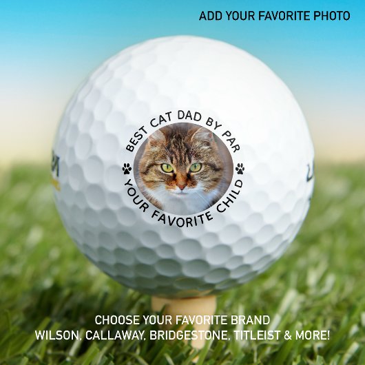 Bester CAT-VATER auf Par Paw Print Custom Foto Golfball