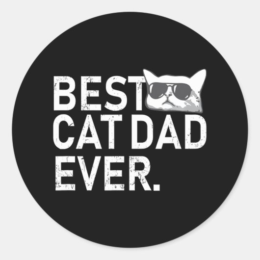 Bester Cat Vater Ever Fathers Day Funny Cat Daddy Runder Aufkleber (Vorderseite)