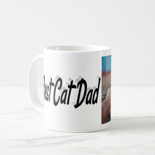 Bester Cat Vater Foto Schwarzer Text Kaffeetasse (Vorderseite Links)