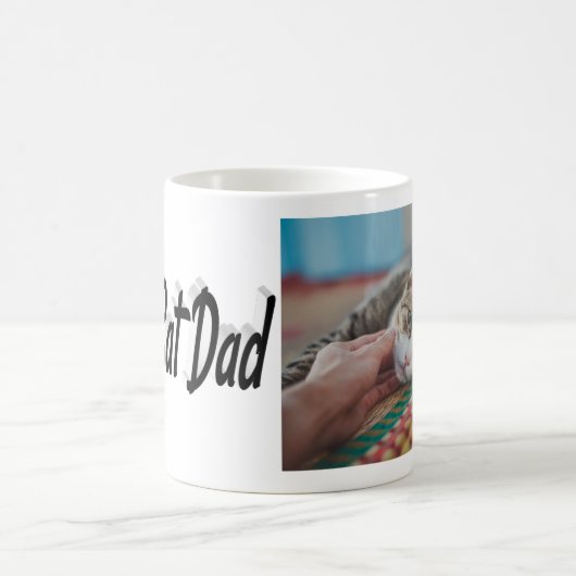 Bester Cat Vater Foto Schwarzer Text Kaffeetasse (Mittel)
