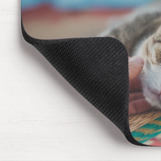 Bester Cat Vater Foto Schwarzer Text Mousepad (Ecke)