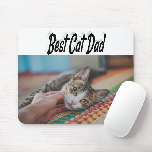 Bester Cat Vater Foto Schwarzer Text Mousepad (Mit Mouse)