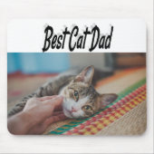 Bester Cat Vater Foto Schwarzer Text Mousepad (Vorne)